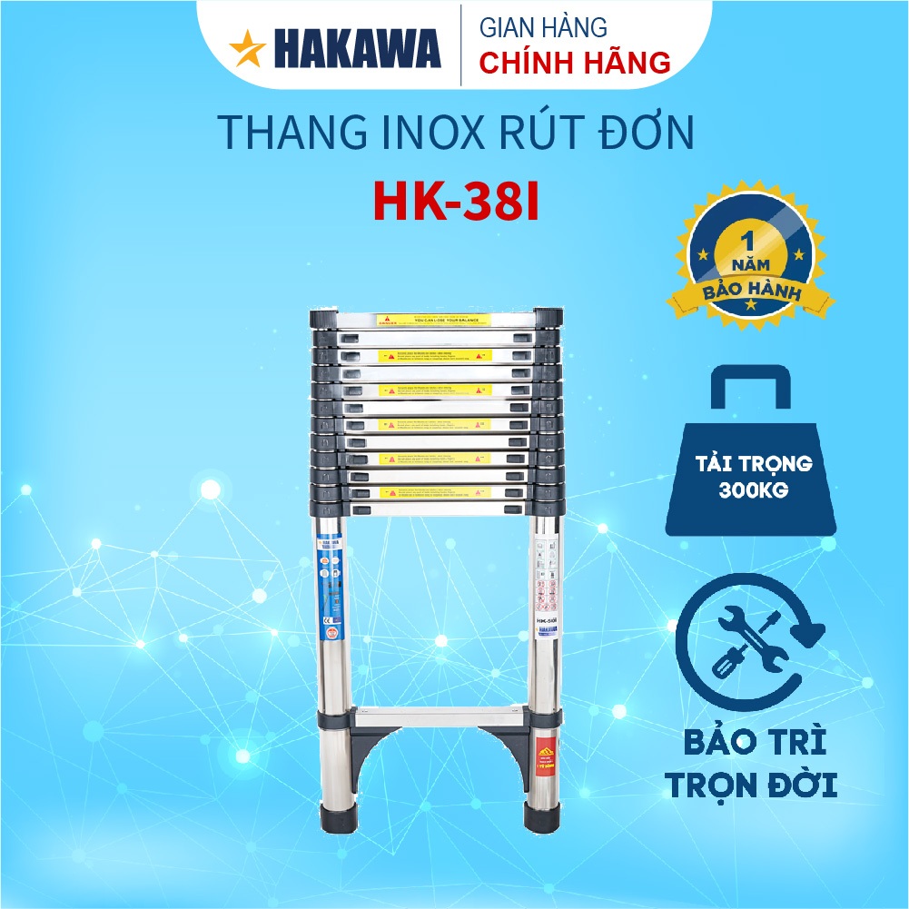 Thang inox rút đơn Hakawa HK-38I - Bảo Hành Chính Hãng 12 Tháng