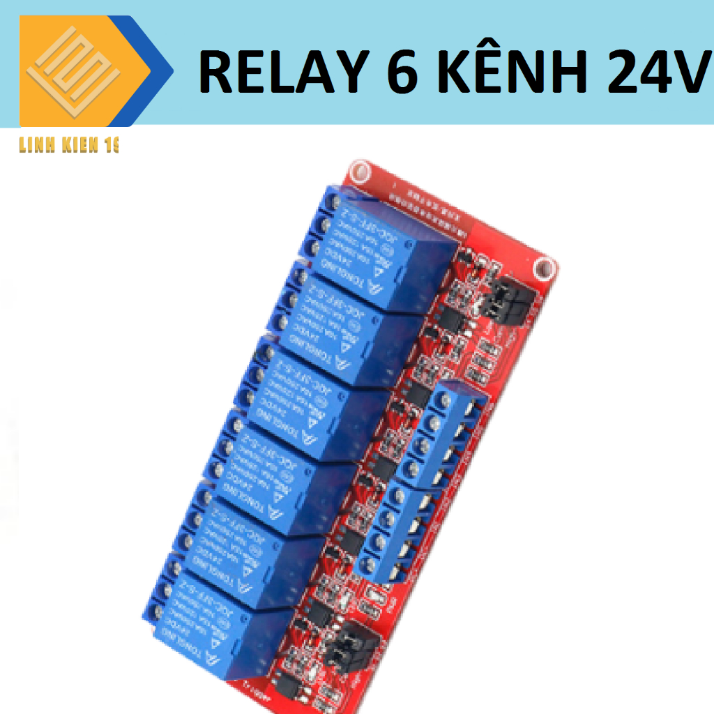 Module Relay 6 kênh 24V có opto cách ly mức LOW và HIGH 24VDC
