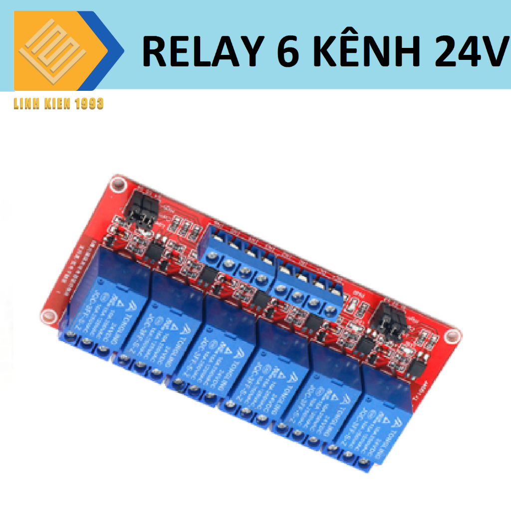 Module Relay 6 kênh 24V có opto cách ly mức LOW và HIGH 24VDC