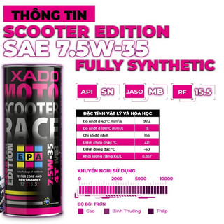 Dầu nhớt XADO Scooter Race 7.5w35 Cho Xe Tay Ga 800ml