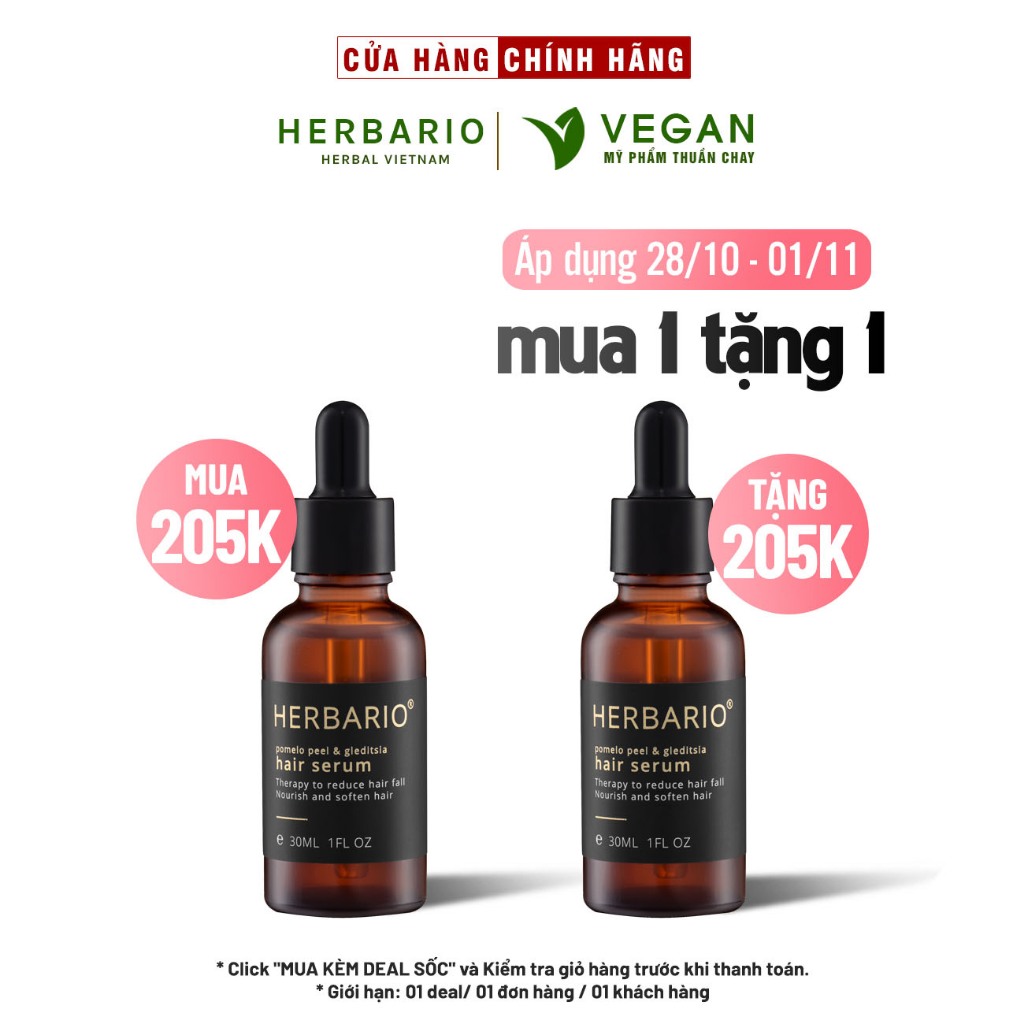 Serum - Tinh chất mọc tóc Vỏ Bưởi và Bồ Kết Herbario 30ml