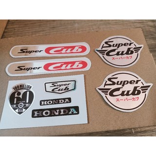 Bộ tem lô gô Super Cub crôm đỏ New