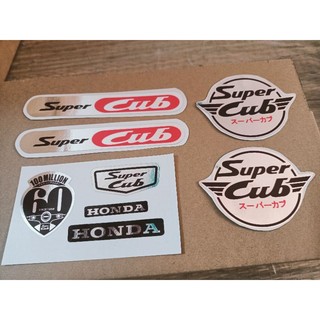Bộ tem lô gô Super Cub crôm đỏ New