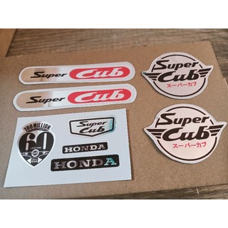 Bộ tem lô gô Super Cub crôm đỏ New