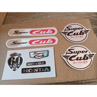 Bộ tem lô gô Super Cub crôm đỏ New