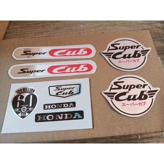 Bộ tem lô gô Super Cub crôm đỏ New
