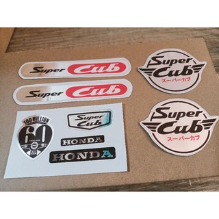 Bộ tem lô gô Super Cub crôm đỏ New