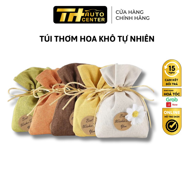 Túi thơm hoa khô - Túi vải thơm treo xe hoa khô thien nhiên cực tươi mát lưu hương lâu phukienxehoith