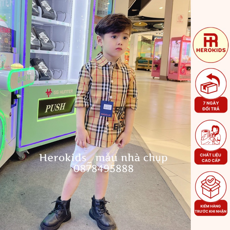 Áo Sơ Mi Cho Bé Trai Dài Tay Caro Siêu Cá Tính - Herokids