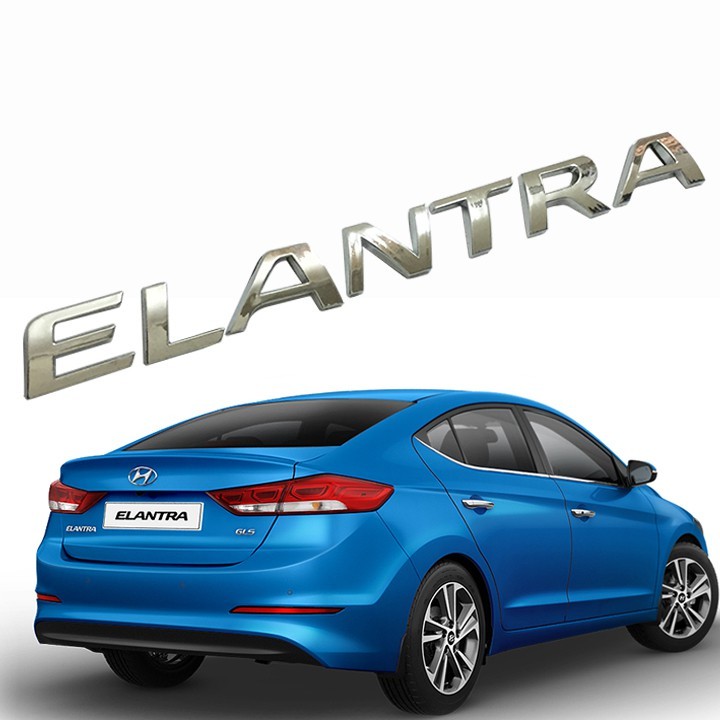 Tem logo chữ nổi ELANTRA dán đuôi xe hyundai elantra chất liệu hợp kim cao cấp