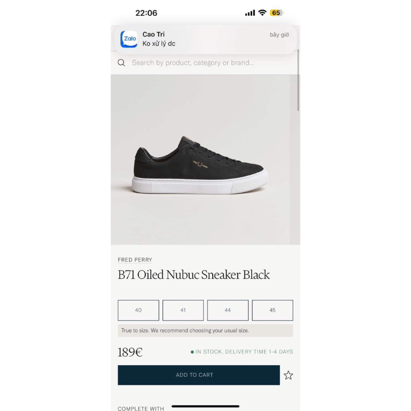 Giày Fred perry chính hãng size 41