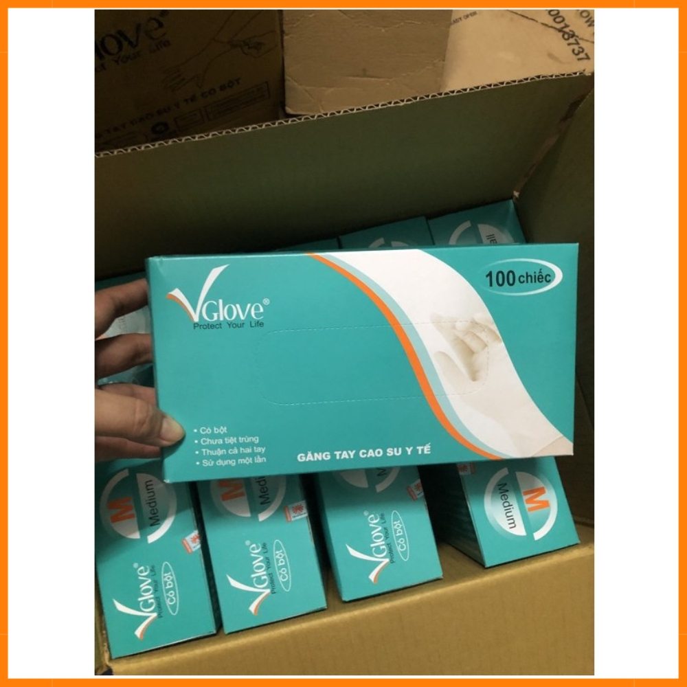 Găng tay y tế có bột thùng 10 hộp, bao tay y tế có bột hàng chính hãng