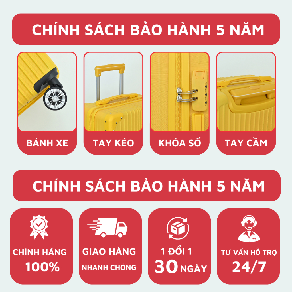 Vali du lịch Kingsun vali kéo cao cấp size 20 Inch KS-218 nhựa  ABS + PC chống xước, chống va đập bảo hành 5 năm