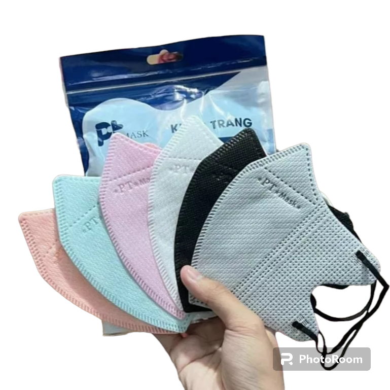 Thùng 100 cái khẩu trang 5d PT mask vải 4s dày mịn,kháng khuẩn chống bụi mịn nhiều màu,date mới
