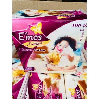 Set 10 gói khăn giấy vuông emos khổ lớn 330x330, dai, mịn, khăn giấy vệ sinh