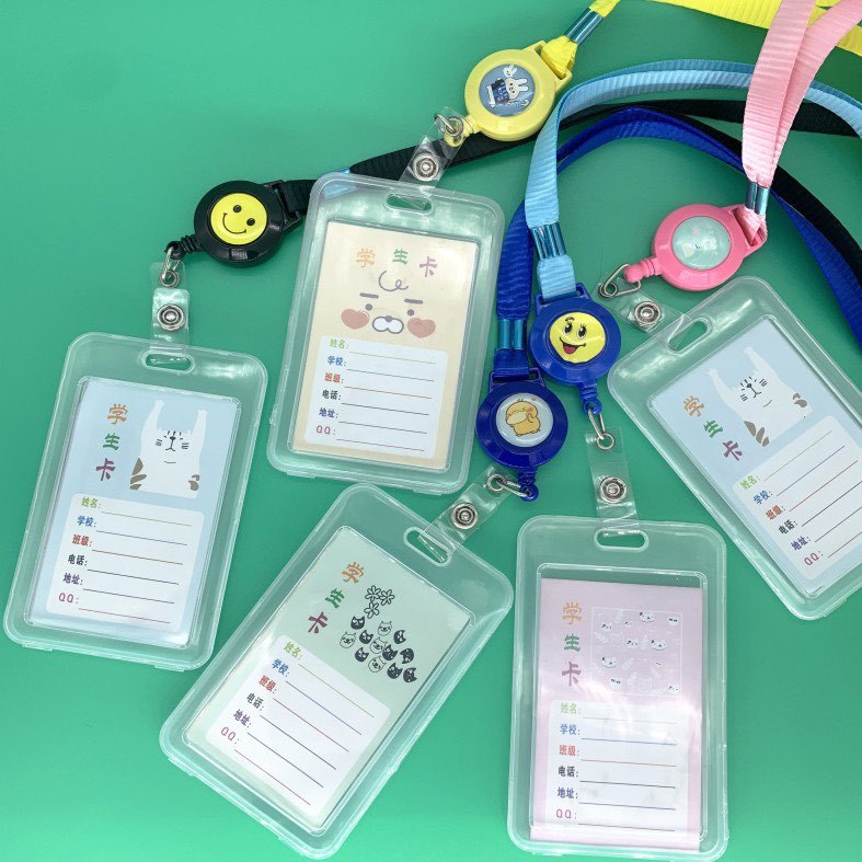 Dây đeo thẻ kèm củ rút thông minh mặt cười nhiều màu sắc dành cho học sinh sinh viên, nhân viên