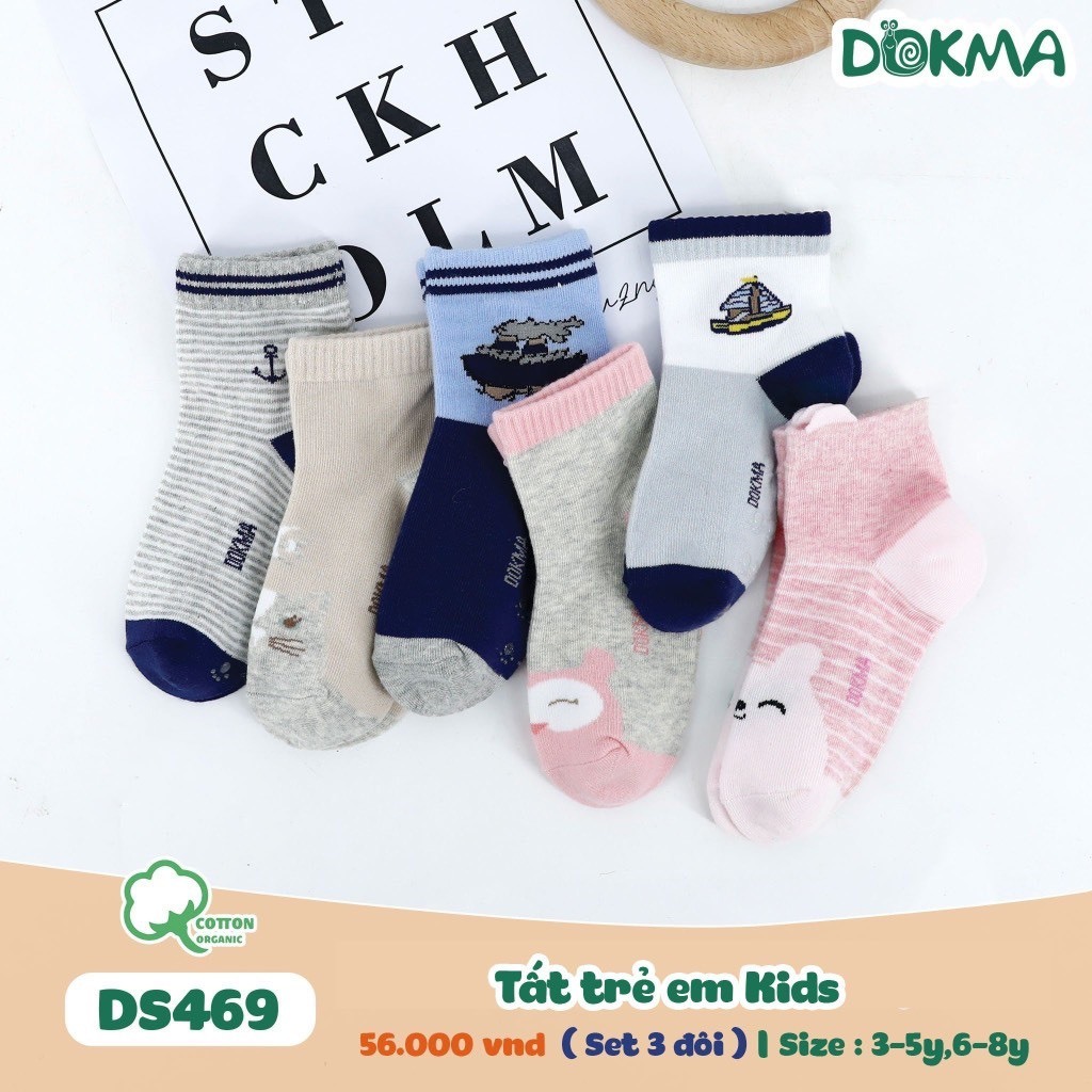 Tất vớ 3-5y, 6-8y Dokma bé gái, bé trai DS465, DS466, DS468, DS469