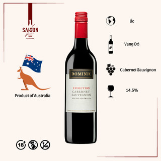 Rượu vang đỏ dominic evolution cabernet sauvignon 750ml 14.5% acl
