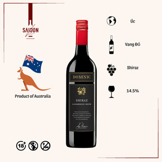 Rượu vang đỏ dominic black label shiraz 750ml 14.5% acl