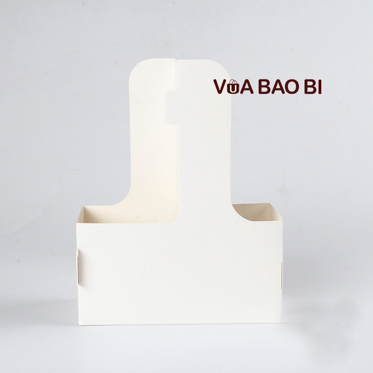 Hộp đựng hoa, đồ uồng take away 2 ngăn kraft nâu/ trắng H14 hộp giấy làm quà tặng, đựng cà phê trà sữa hoa quả