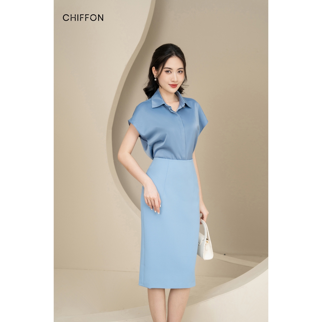 Chân váy bút chì cạp liền cao cấp 2 lớp Chiffon