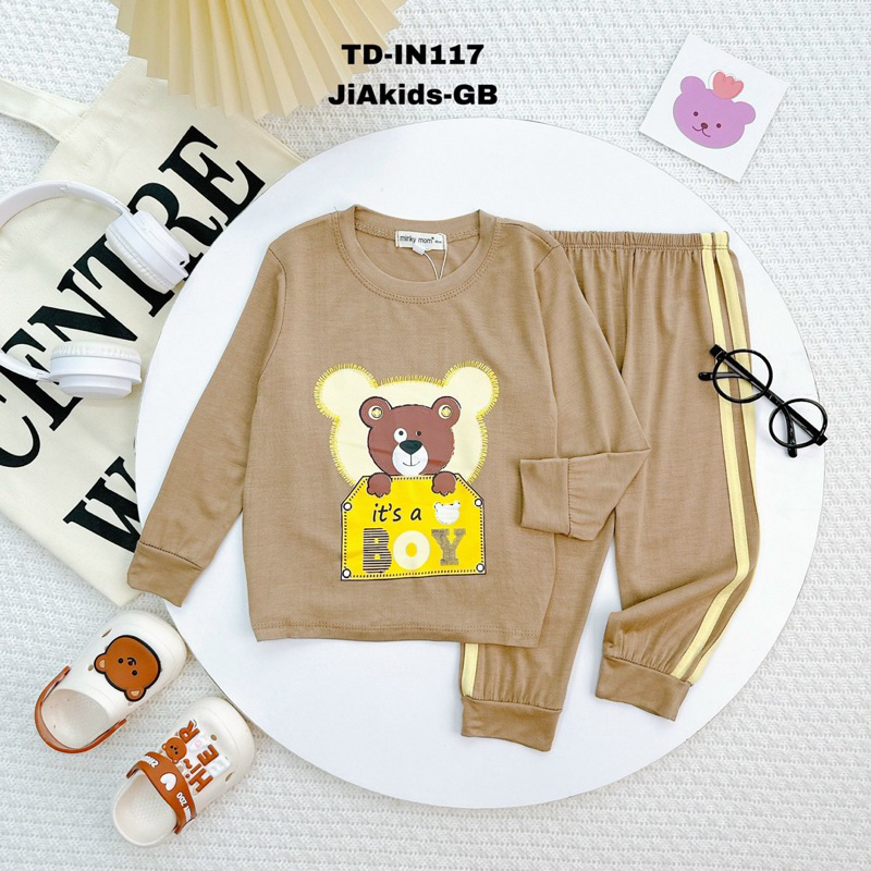 Tay dài quần dài thun lạnh bé 8-18 kí