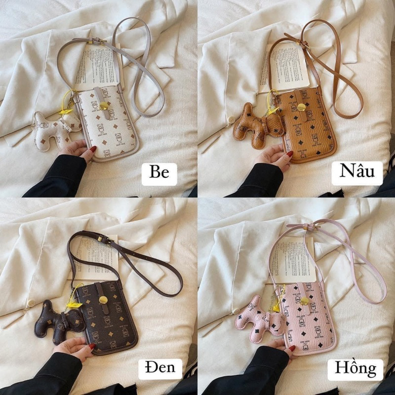 Túi xách da PU kèm charm cực iu đựng vừa promax