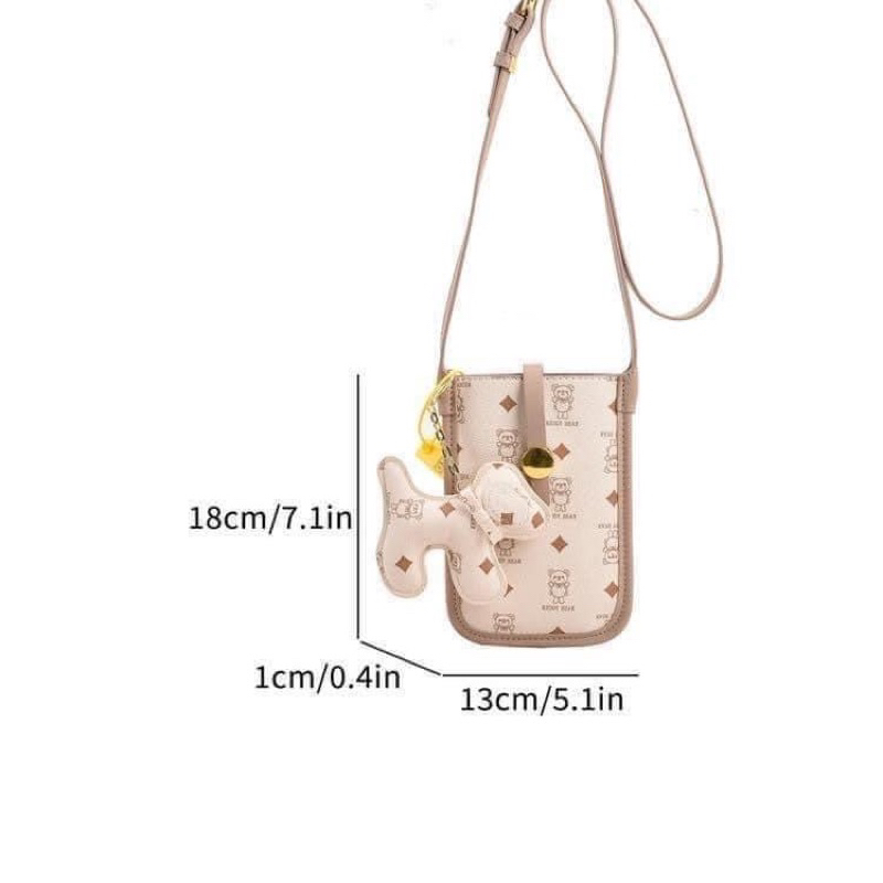 Túi xách da PU kèm charm cực iu đựng vừa promax
