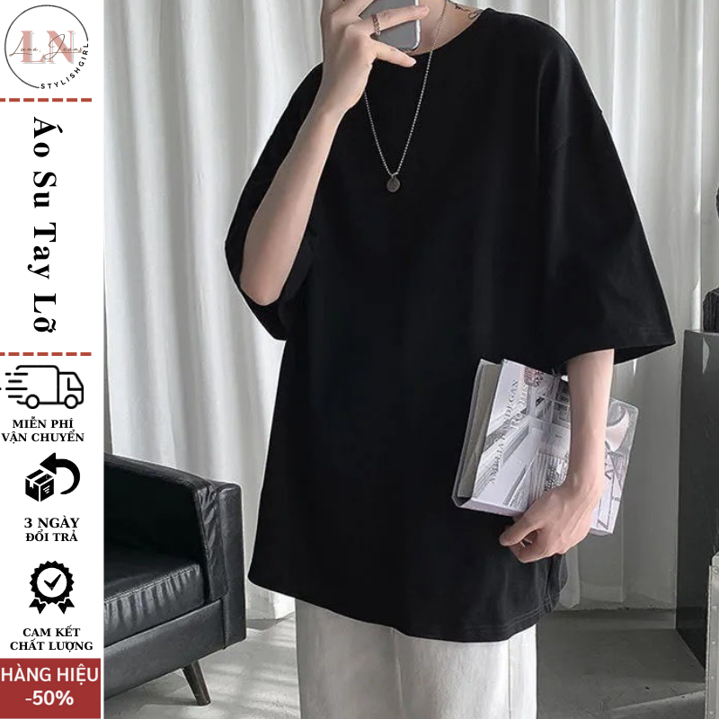 Áo thun tay lỡ phom rộng LUNA  phông trơn nam nữ RP_01 tay lỡ oversize unisex top xu hương 2023