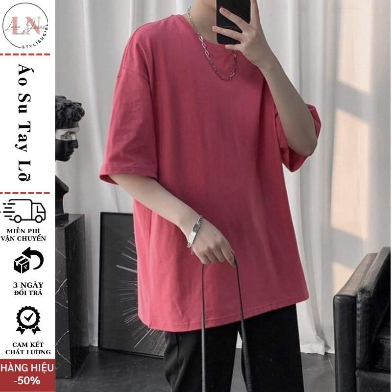 Áo thun tay lỡ phom rộng LUNA  phông trơn nam nữ RP_01 tay lỡ oversize unisex top xu hương 2023
