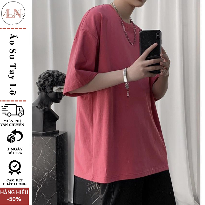 Áo thun tay lỡ phom rộng LUNA  phông trơn nam nữ RP_01 tay lỡ oversize unisex top xu hương 2023