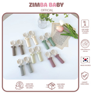 Bộ thìa dĩa Silicon ăn dặm cho bé SPOON FORK SET tặng kèm hộp đựng Bluemama Chính hãng Hàn Quốc