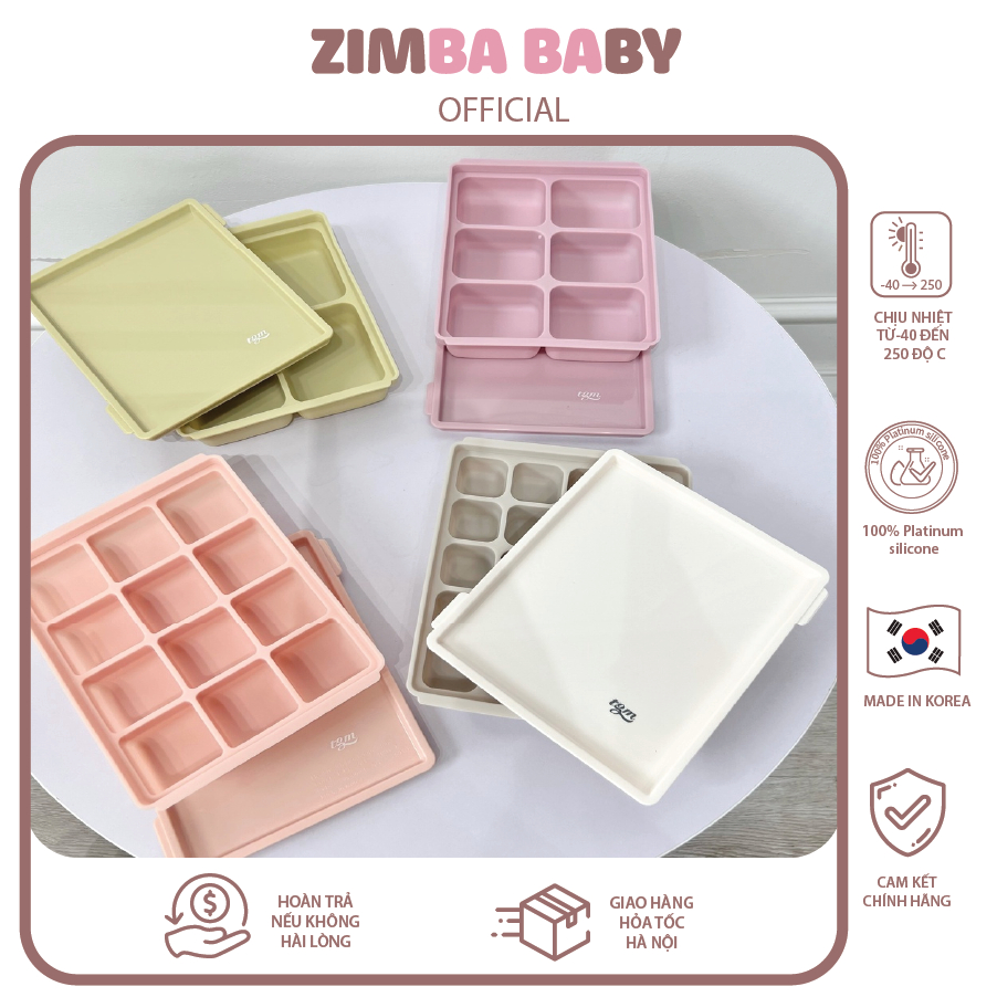 Khay Trữ Đông Đồ Ăn Dặm Cho Bé TGM Silicone Multi Cube Dễ Dàng Chia Nhỏ Thức Ăn Có Nắp Đậy Không chứa BPA Chính Hãng