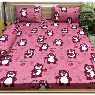 Bộ ga thun - bộ 4 món gấu dâu đỏ