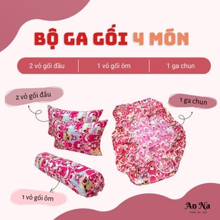 Bộ ga thun - bộ 4 món gấu dâu đỏ