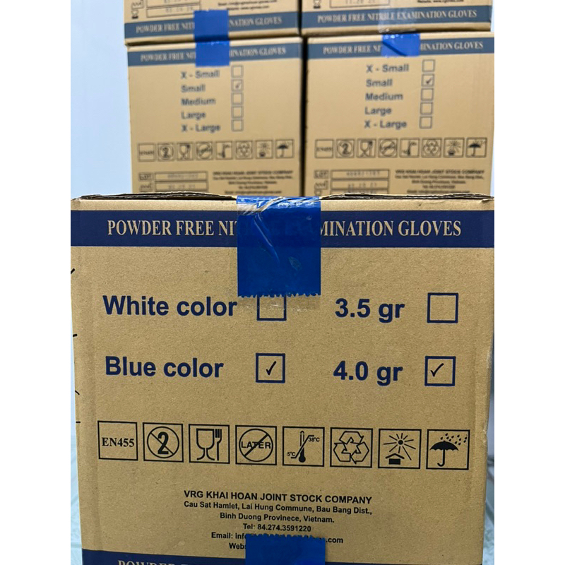 HỘP 100 Cái Găng Tay Y Tế Nitrile Màu Xanh Không Bột - Đủ Size S,M,L,XL