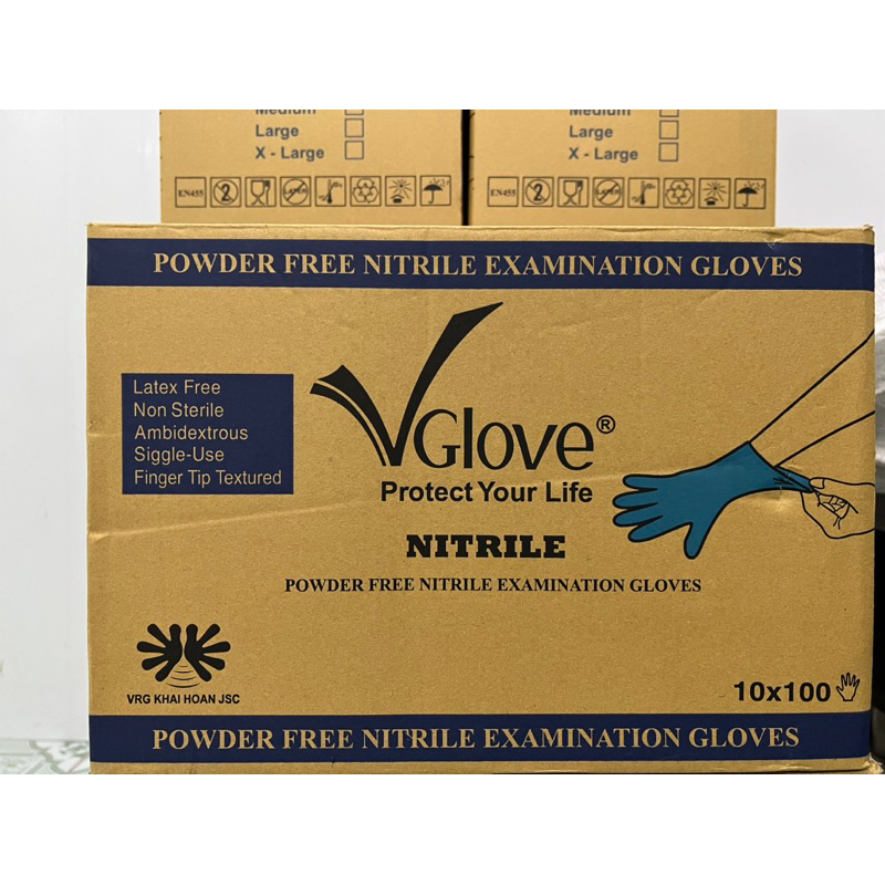 HỘP 100 Cái Găng Tay Y Tế Nitrile Màu Xanh Không Bột - Đủ Size S,M,L,XL