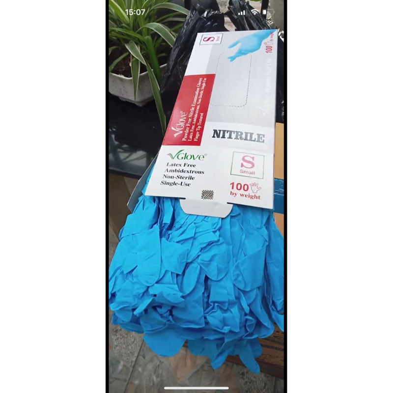 HỘP 100 Cái Găng Tay Y Tế Nitrile Màu Xanh Không Bột - Đủ Size S,M,L,XL