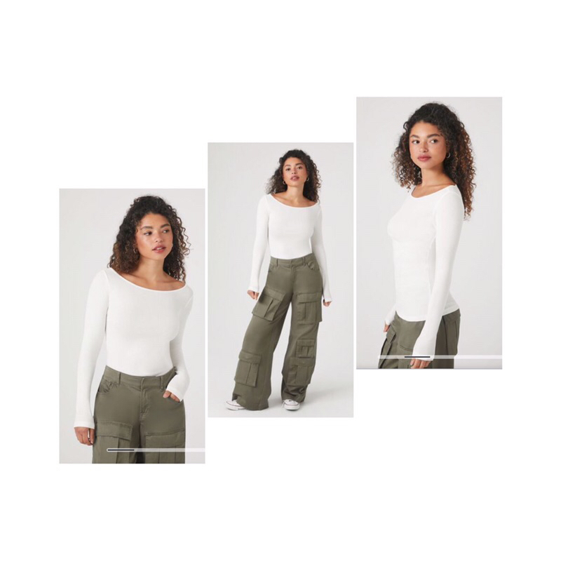 🌷 SIZE XS S M | Áo cổ thuyền thun gân dài tay F.21