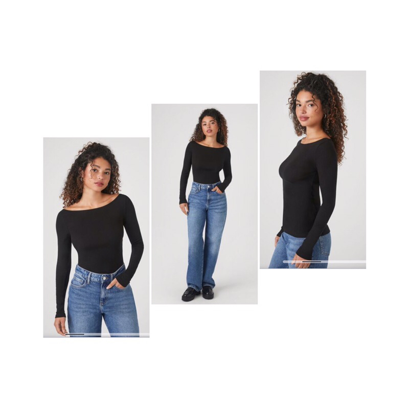 🌷 SIZE XS S M | Áo cổ thuyền thun gân dài tay F.21