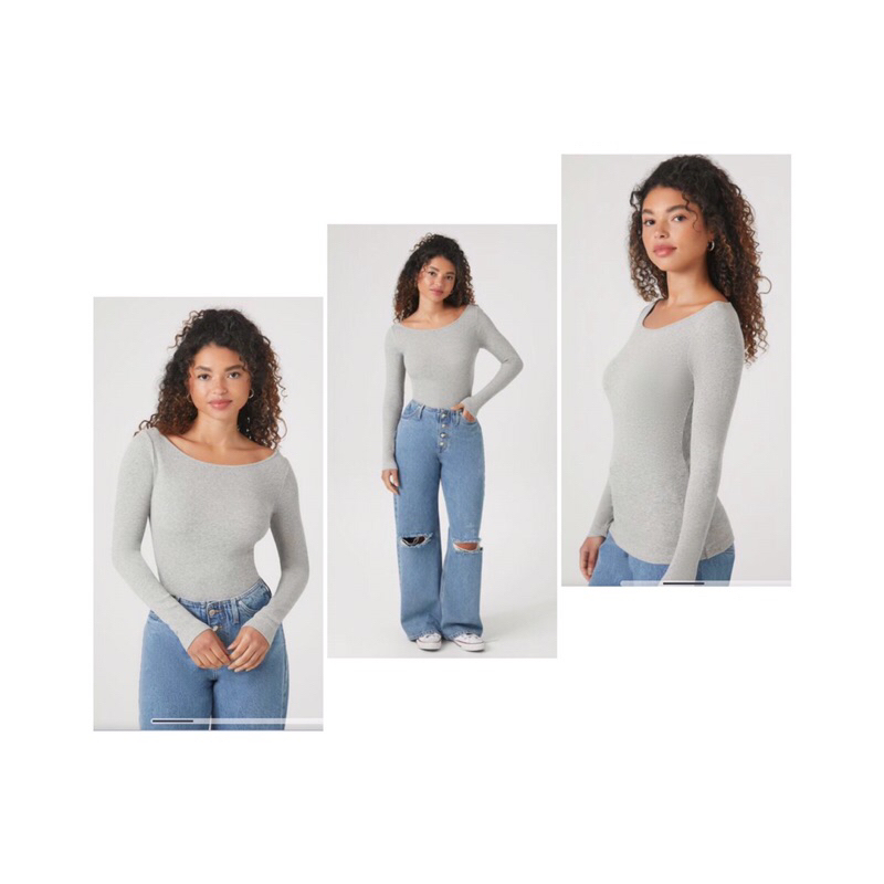 🌷 SIZE XS S M | Áo cổ thuyền thun gân dài tay F.21