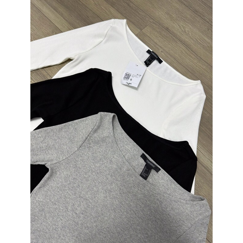 🌷 SIZE XS S M | Áo cổ thuyền thun gân dài tay F.21