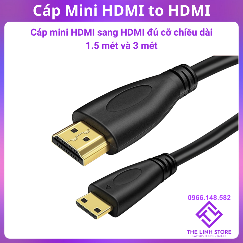Dây cáp Mini HDMI sang HDMI hỗ trợ 1080p dài 3 mét