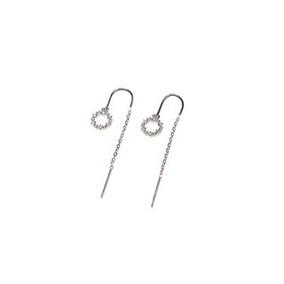 Khuyên tai bạc nữ TWINKLE TIME circle dáng tua dài móc cài nữ tính TT192