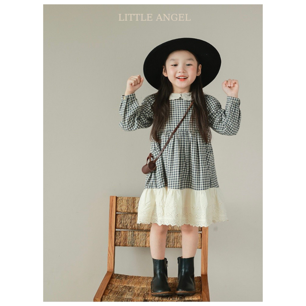 Váy mùa thu cho bé gái thiết kế phong cách vintage dễ thương size 12-40kg