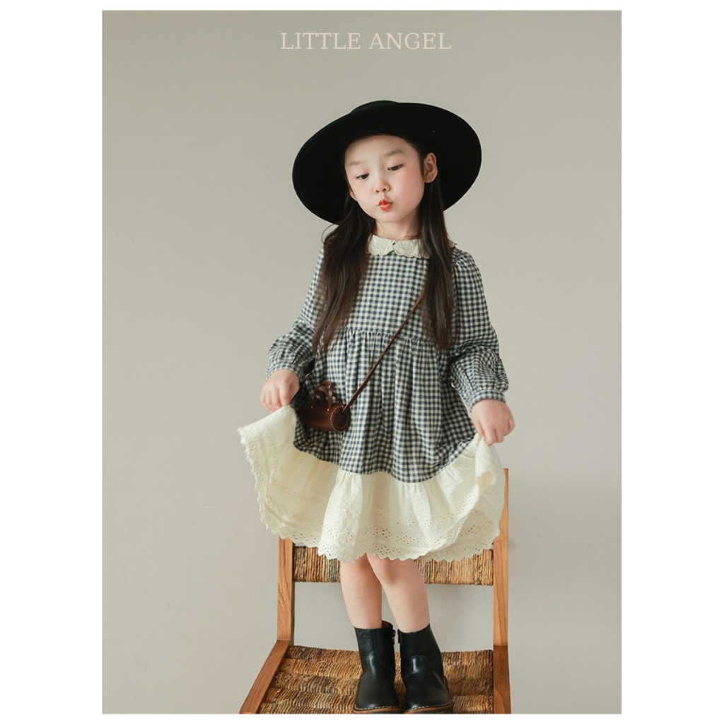 Váy mùa thu cho bé gái thiết kế phong cách vintage dễ thương size 12-40kg