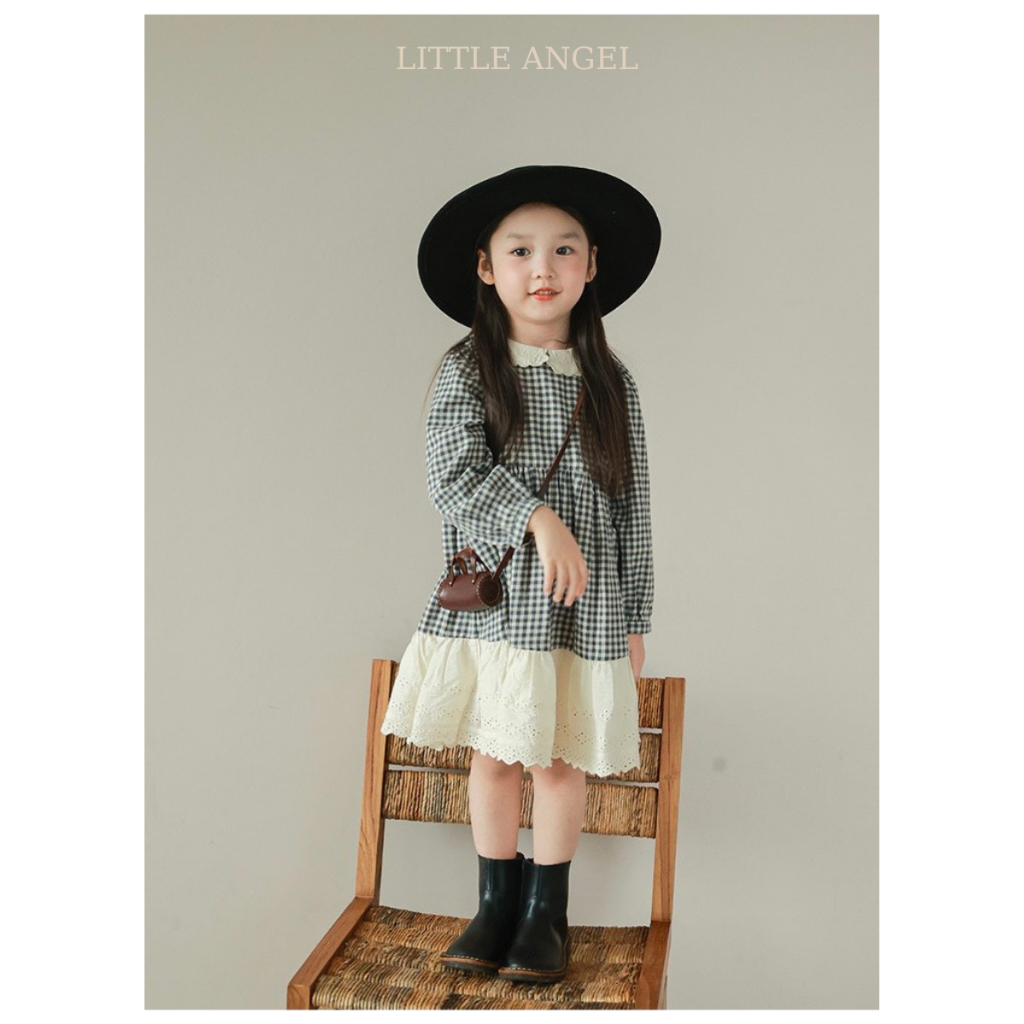 Váy mùa thu cho bé gái thiết kế phong cách vintage dễ thương size 12-40kg