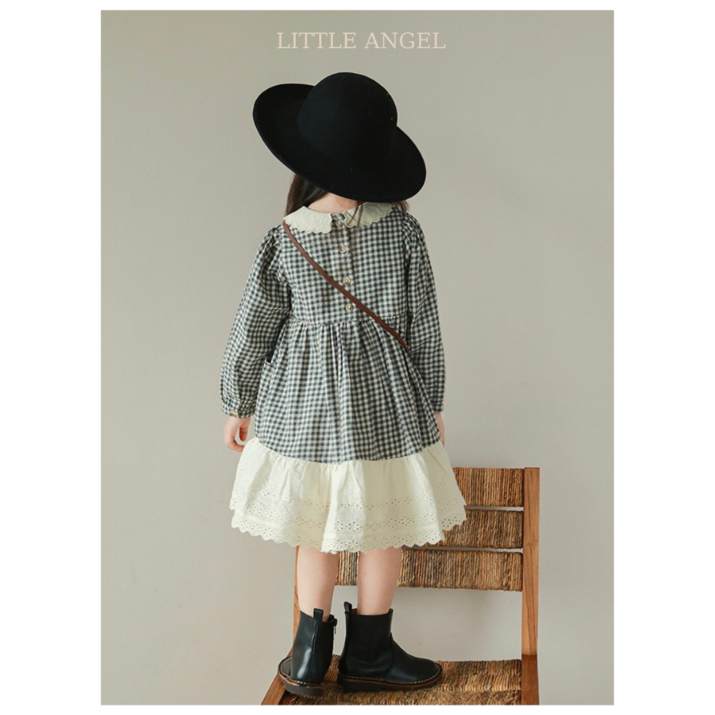 Váy mùa thu cho bé gái thiết kế phong cách vintage dễ thương size 12-40kg