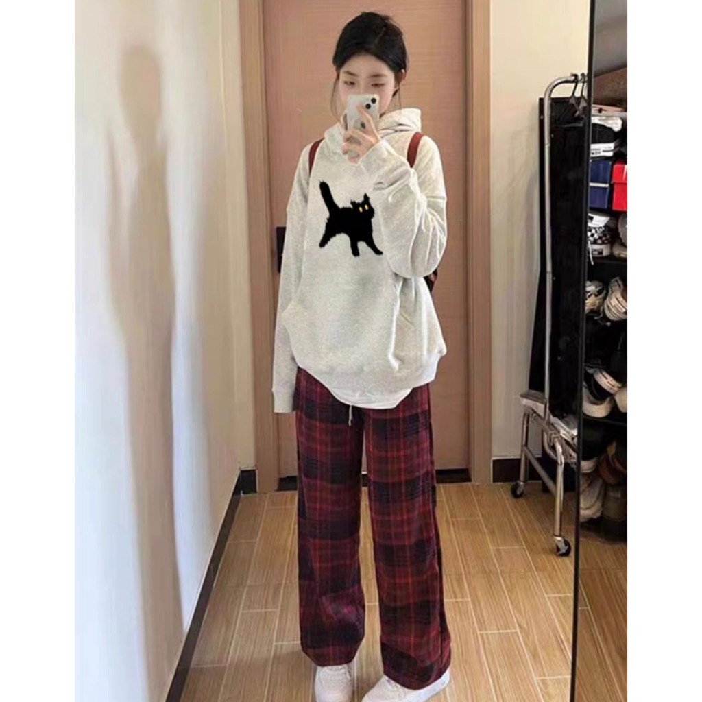 Áo Hoodie Form Rộng Mũ Trùm 2 Lớp, áo khoác hoodie zip In Hình 3 Chú Mèo Chất nỉ Bông Cao Cấp T85