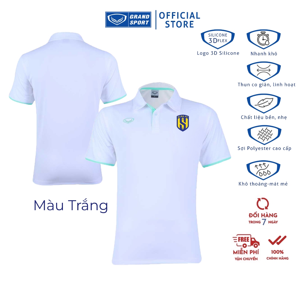 Áo polo sinh hoạt CLB Sông Lam Nghệ An 2024 Grand Sport logo 3D Silicone nhanh khô chống nhăn thun cao cấp thoáng mát